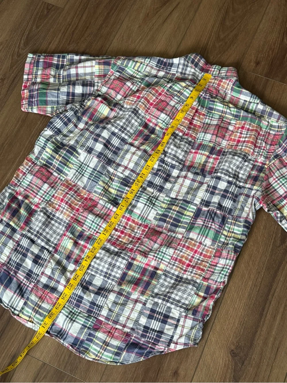Polo Ralph Lauren VTG Button Up Mens Sz L Indian Madras BLAKE Patchwork